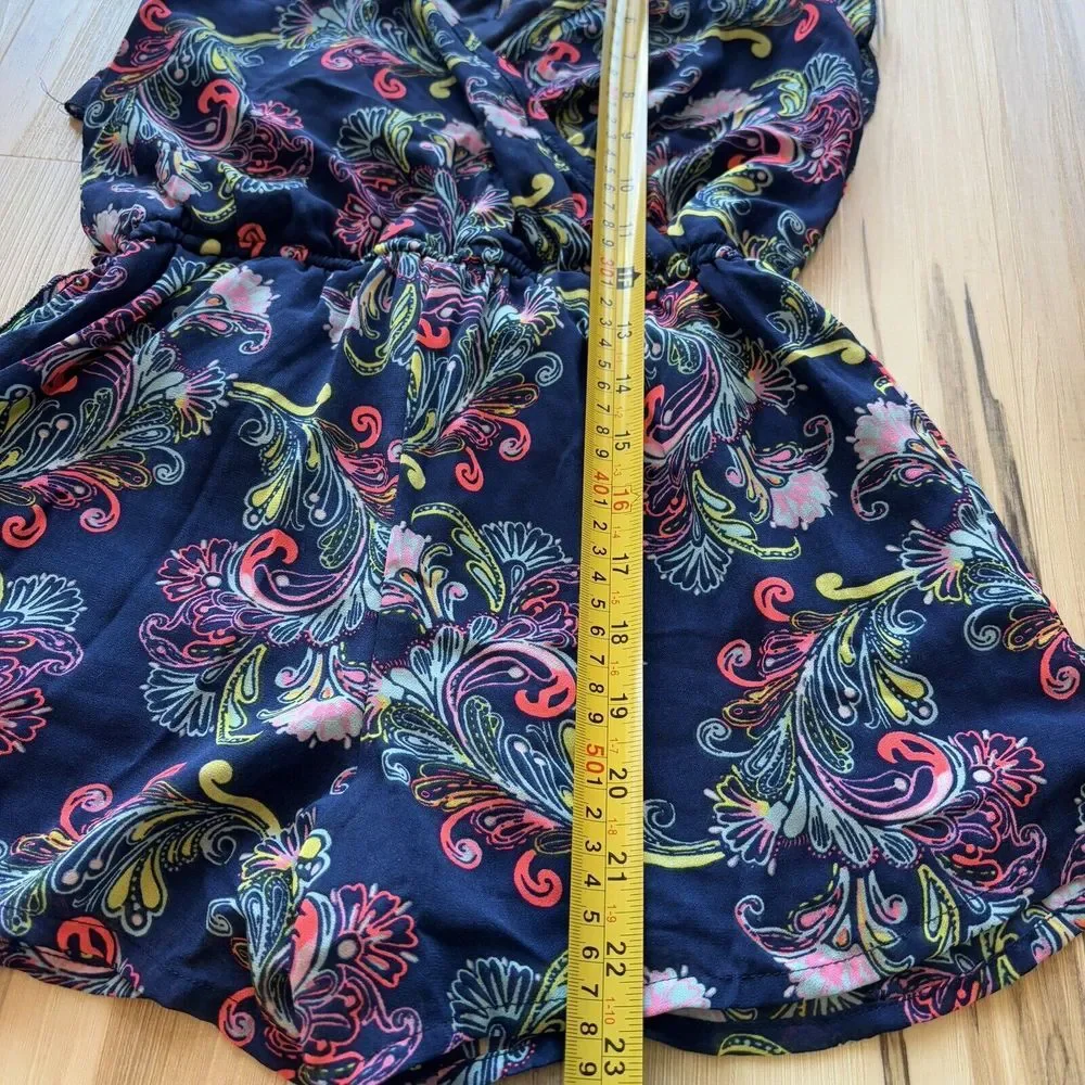JAPNA KIDS GIRLS 8‎ ROMPER Blue Floral Paisley Ruffle Jumpsuit